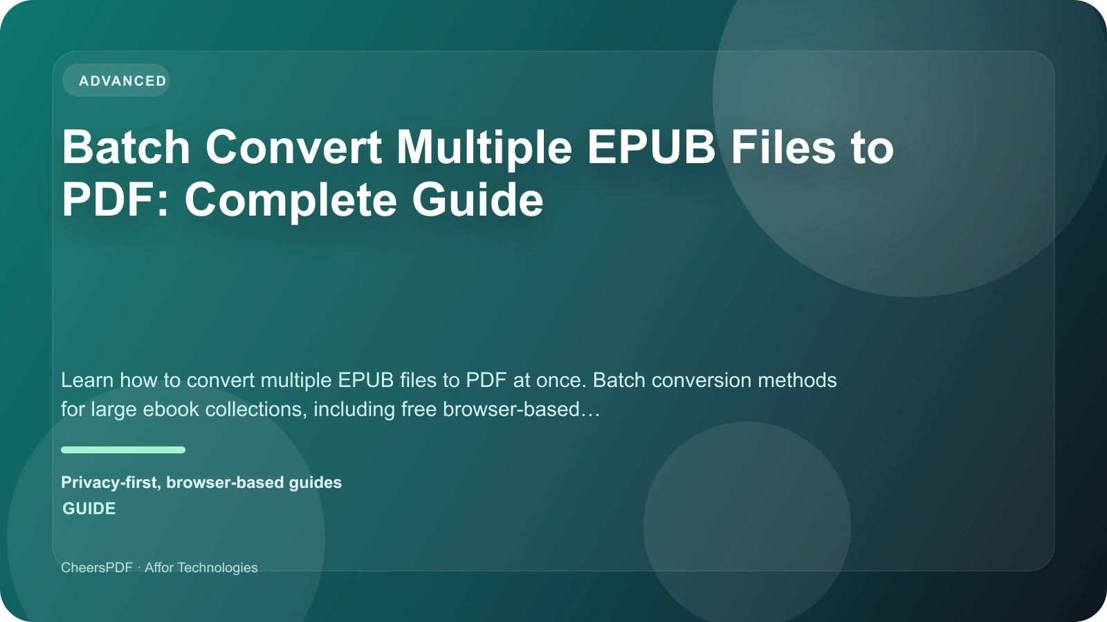Batch Convert Multiple EPUB Files to PDF: Complete Guide
