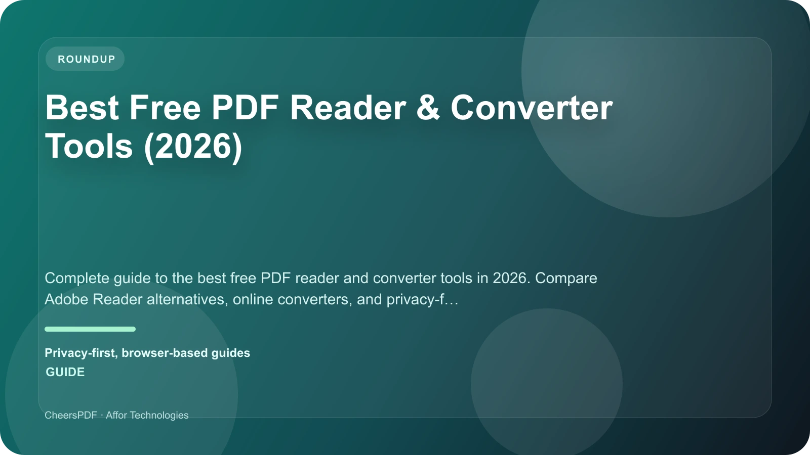Best Free PDF Reader & Converter Tools (2026)