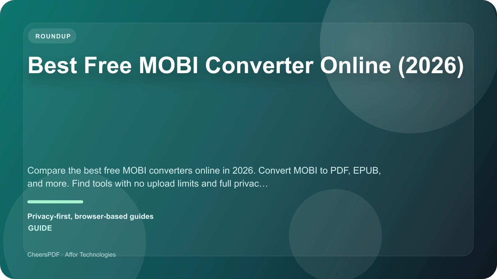 Best Free MOBI Converter Online (2026)
