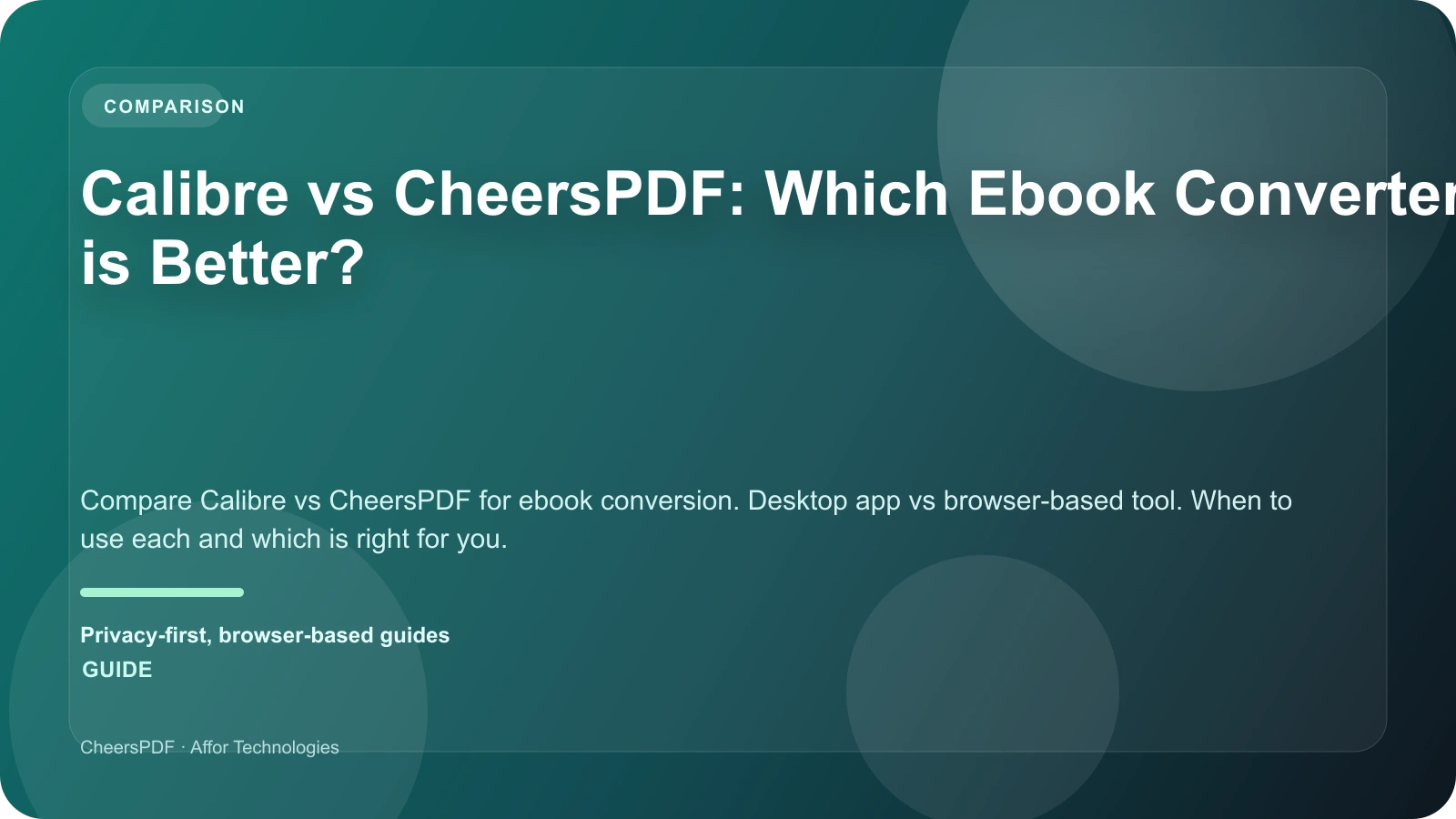Calibre vs CheersPDF: Which Ebook Converter is Better?