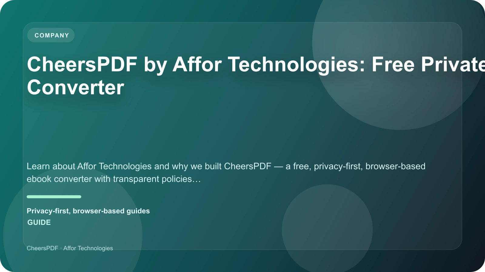 CheersPDF by Affor Technologies: Free Private Converter