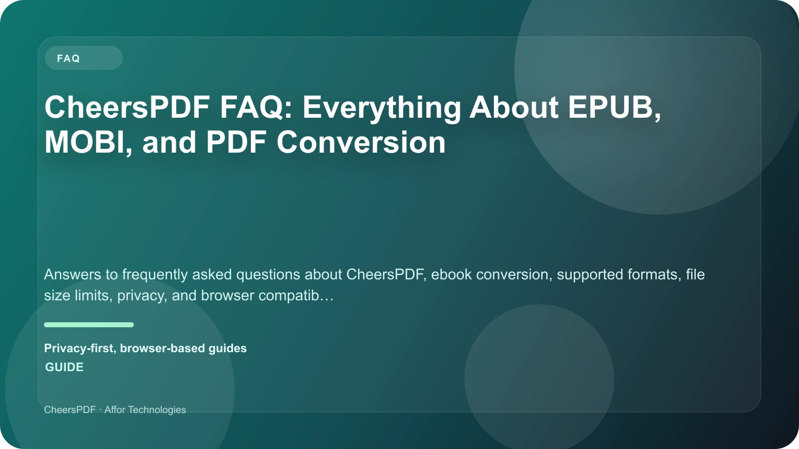 CheersPDF FAQ: Everything About EPUB, MOBI, and PDF Conversion