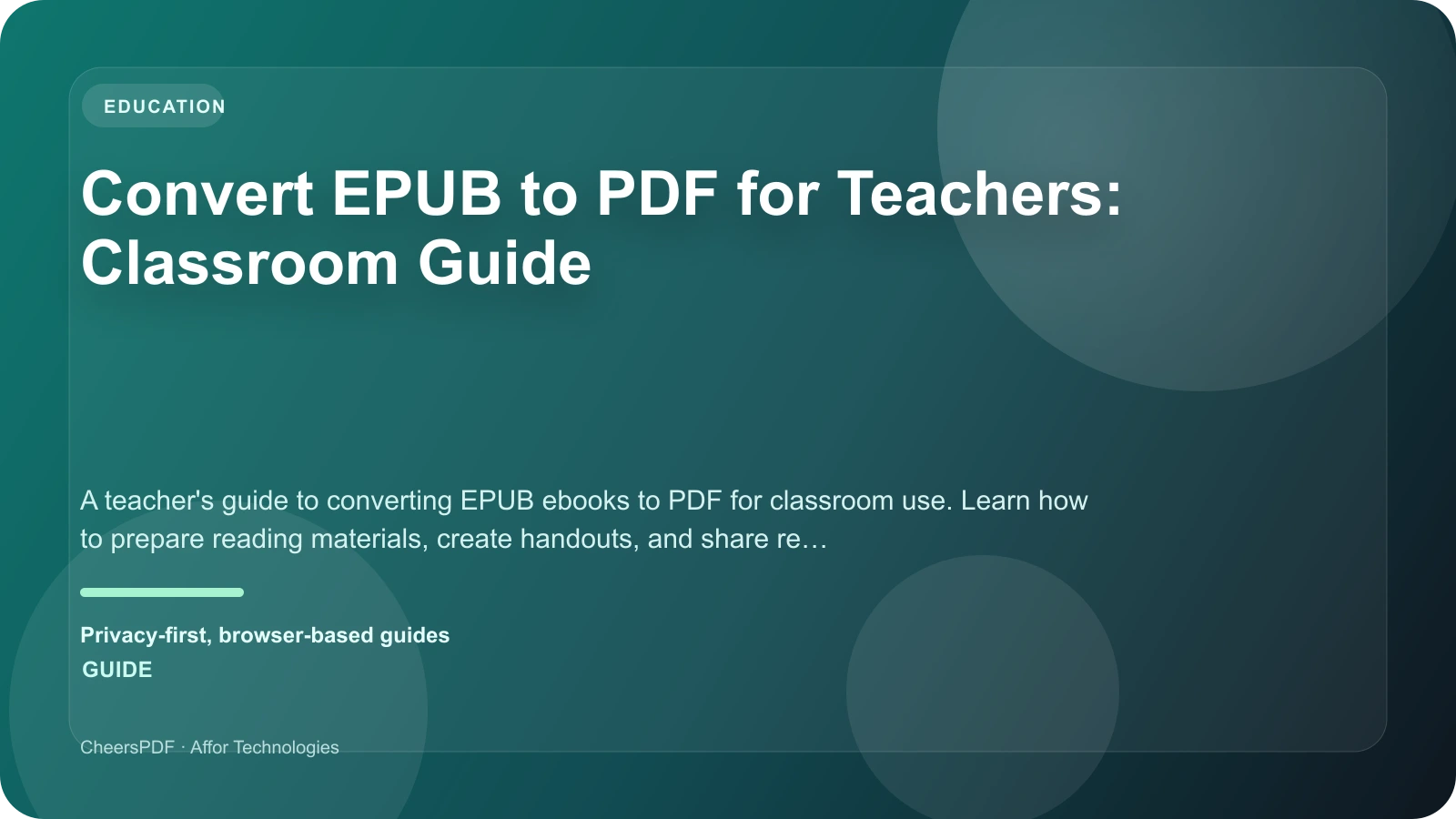 Convert EPUB to PDF for Teachers: Classroom Guide