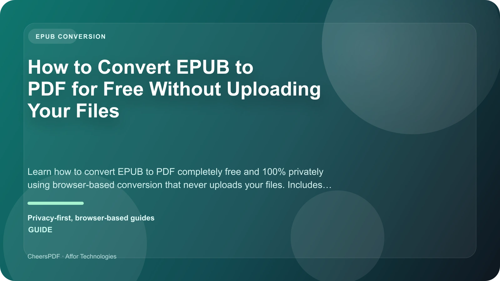 How to Convert EPUB to PDF for Free Without Uploading Your Files