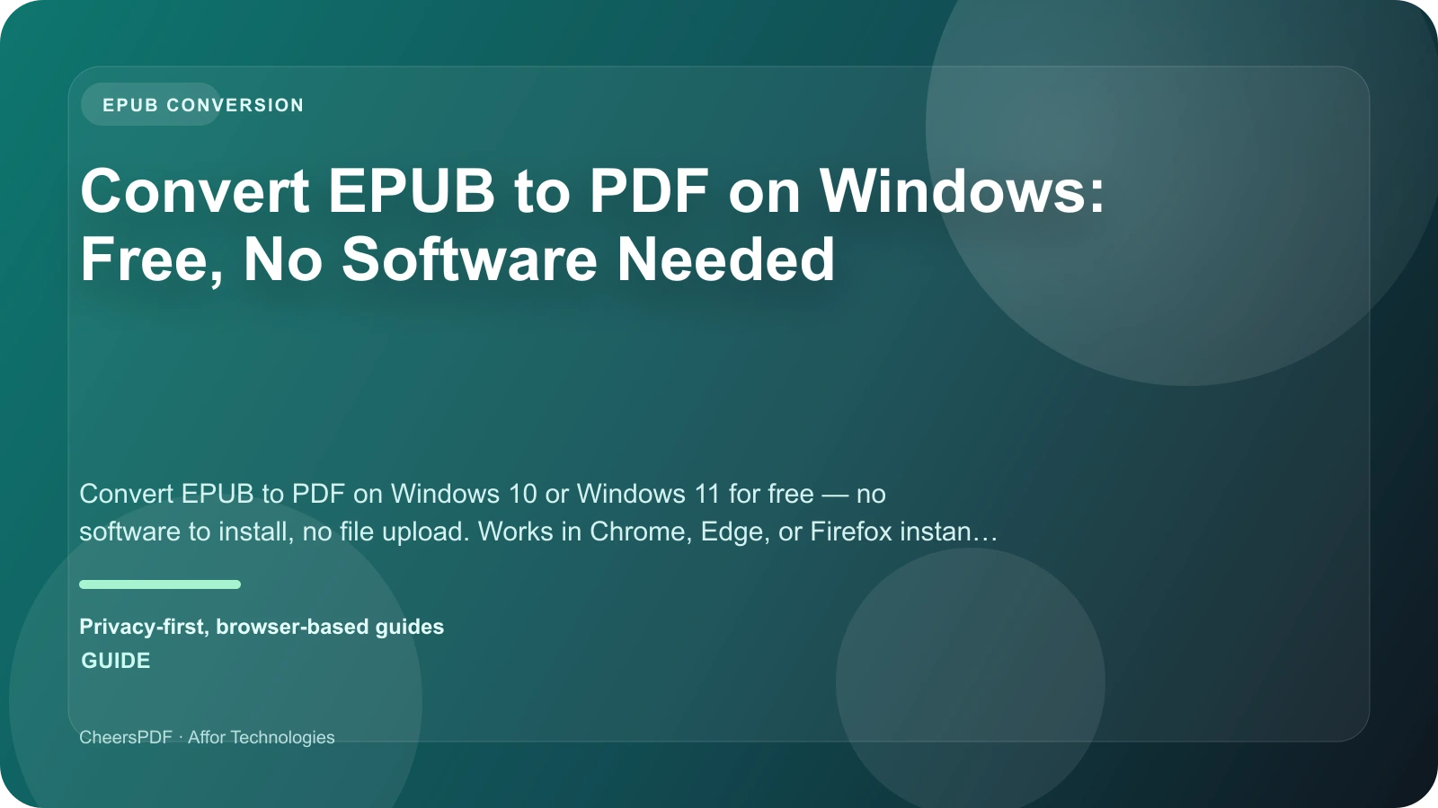 Convert EPUB to PDF on Windows: Free, No Software Needed