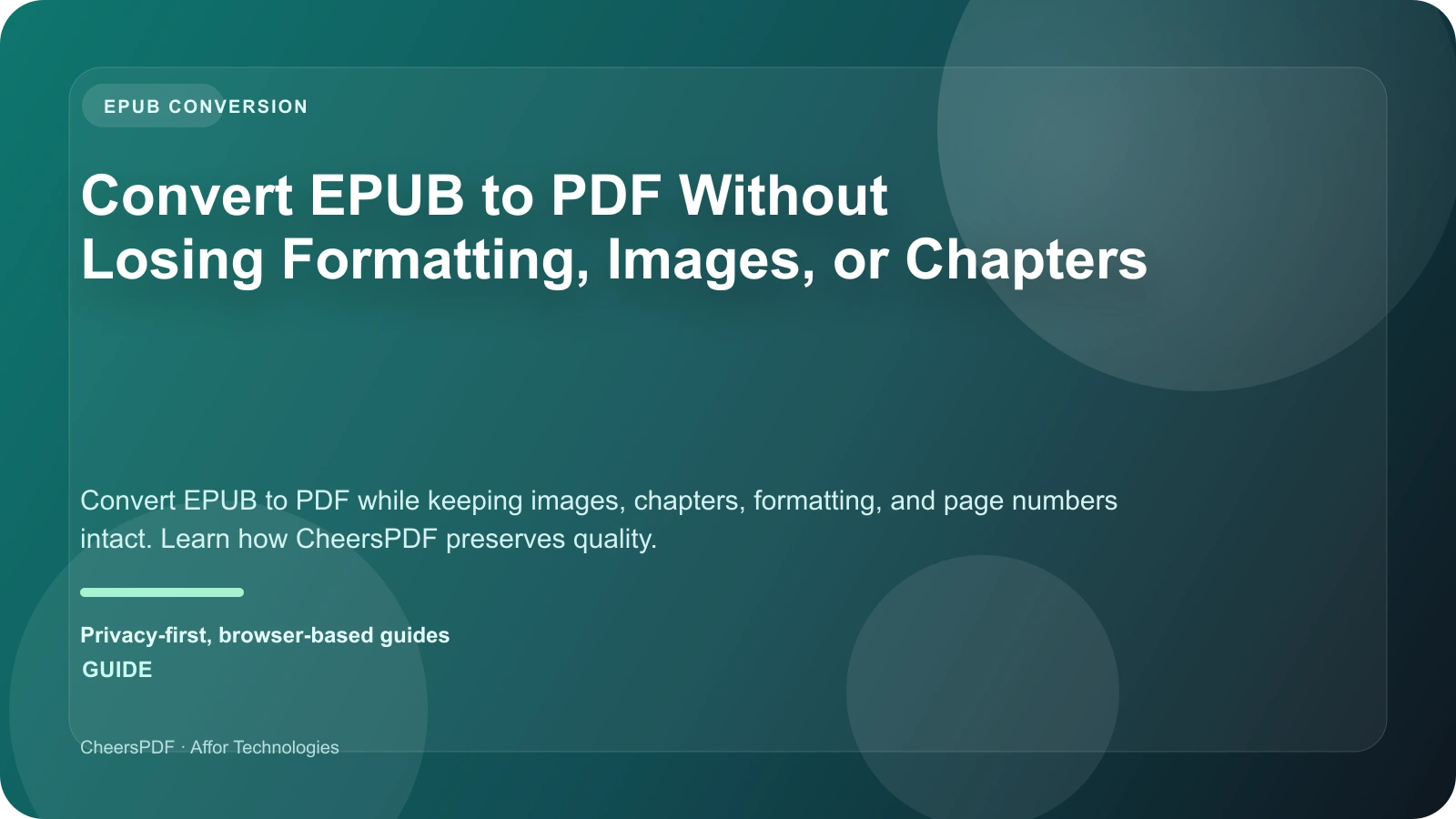 Convert EPUB to PDF Without Losing Formatting, Images, or Chapters