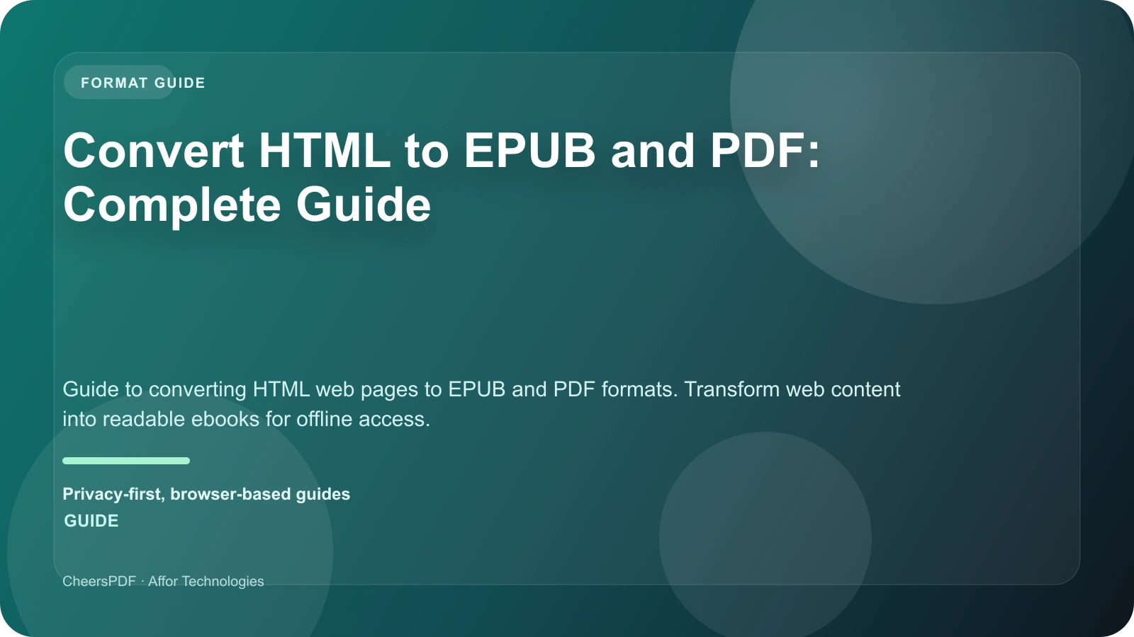 Convert HTML to EPUB and PDF: Complete Guide