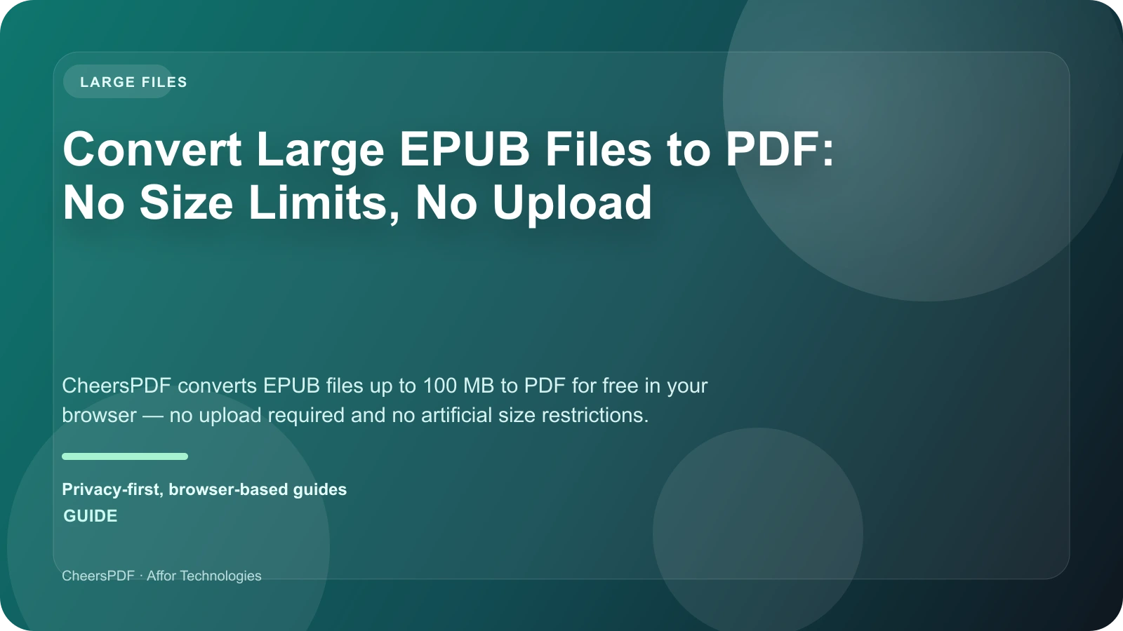 Convert Large EPUB Files to PDF: No Size Limits, No Upload