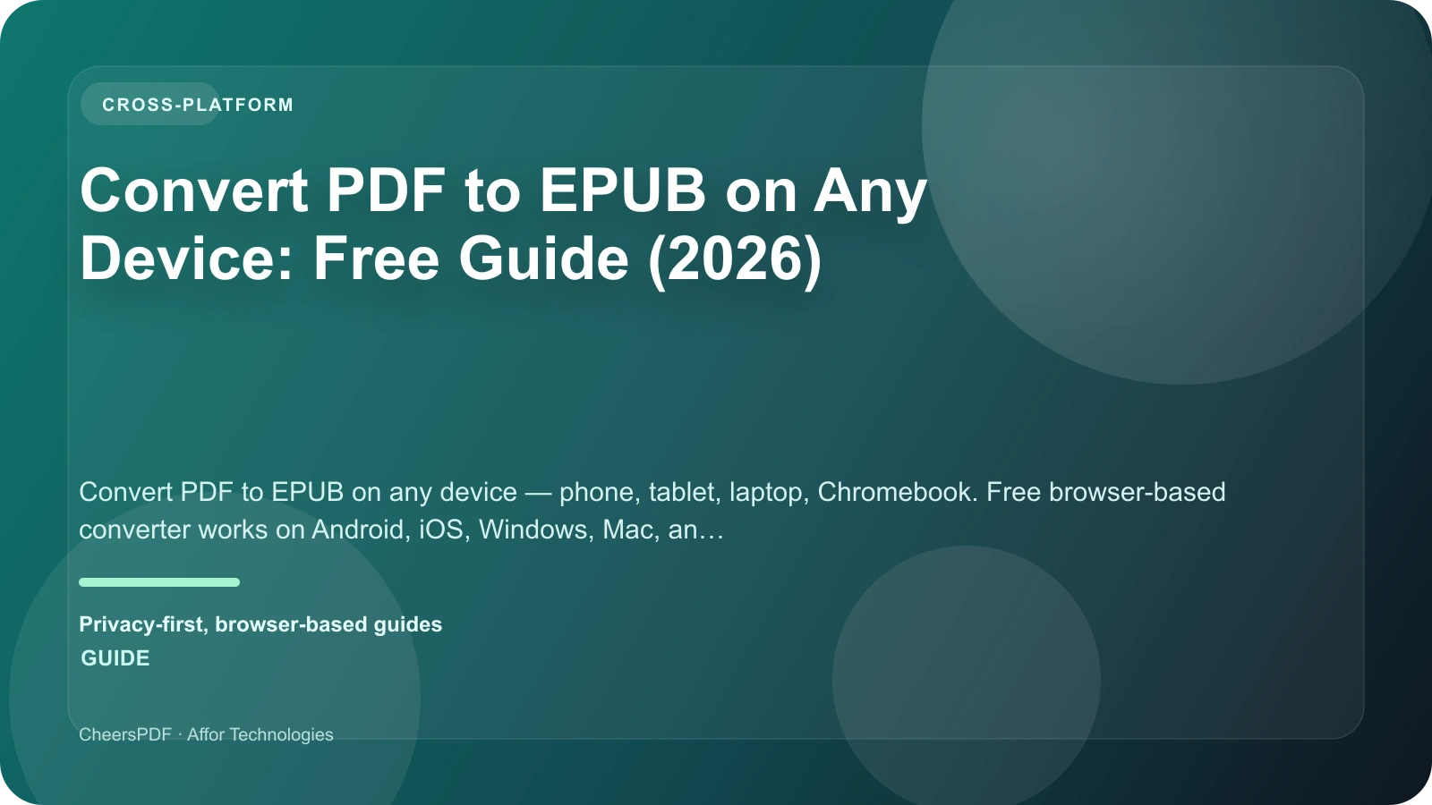 Convert PDF to EPUB on Any Device: Free Guide (2026)