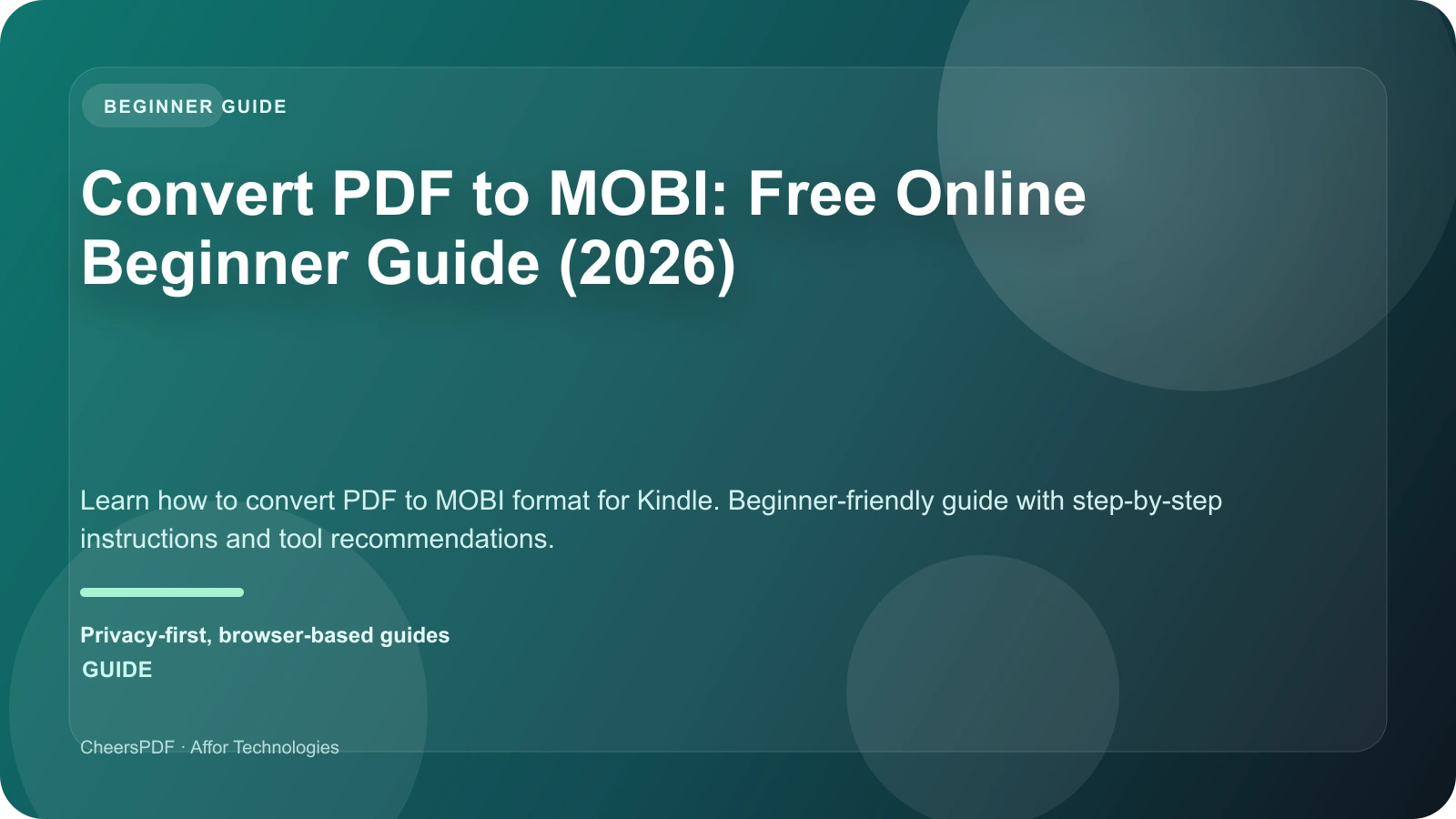 Convert PDF to MOBI: Free Online Beginner Guide (2026)