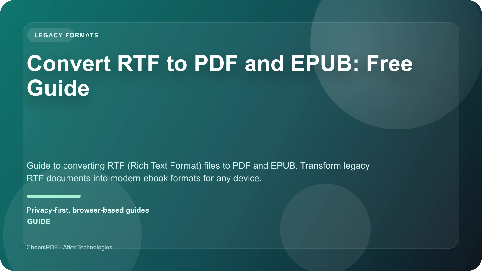 Convert RTF to PDF and EPUB: Free Guide