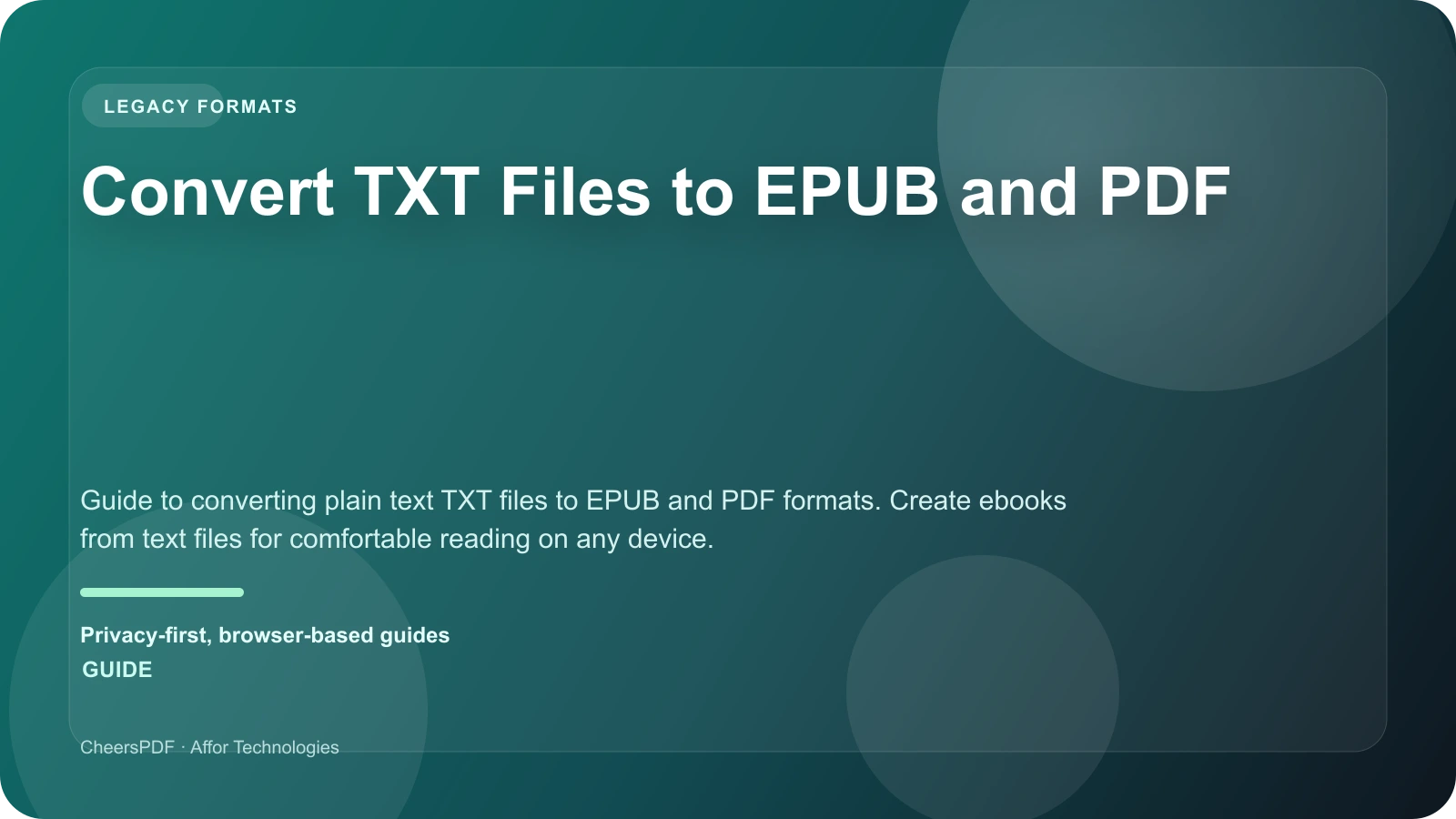 Convert TXT Files to EPUB and PDF