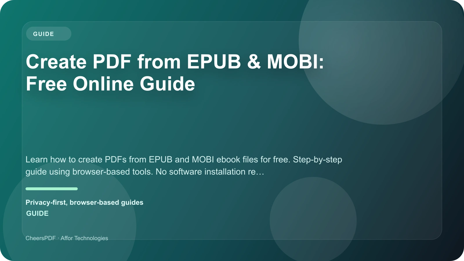 Create PDF from EPUB & MOBI: Free Online Guide