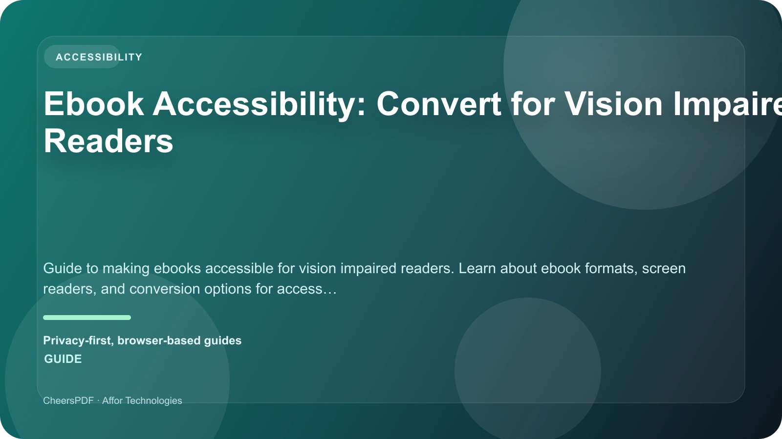 Ebook Accessibility: Convert for Vision Impaired Readers