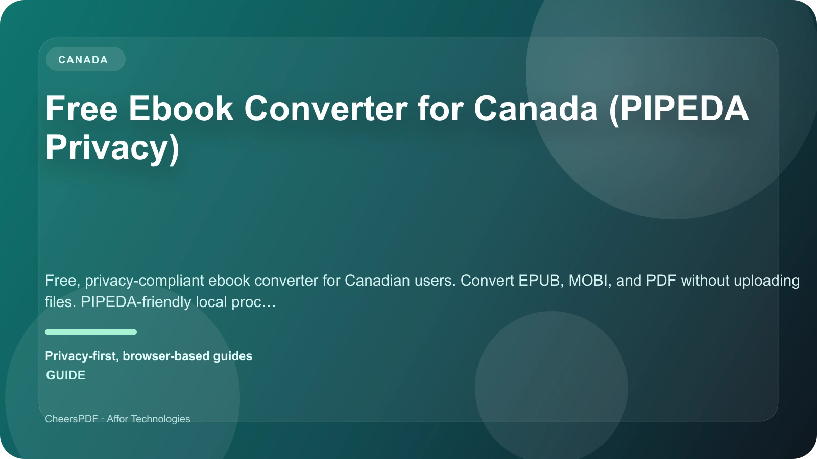 Free Ebook Converter for Canada (PIPEDA Privacy)