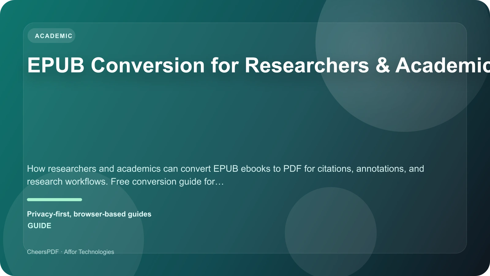 EPUB Conversion for Researchers & Academics