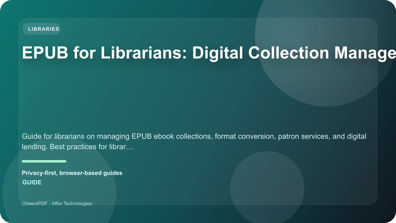 EPUB for Librarians: Digital Collection Management