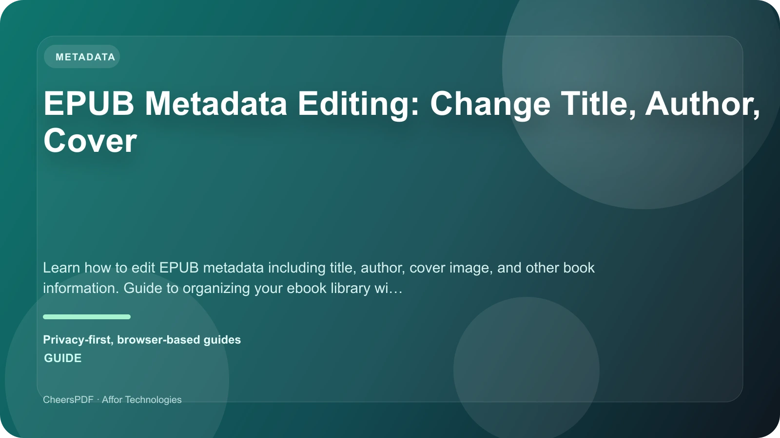 EPUB Metadata Editing: Change Title, Author, Cover