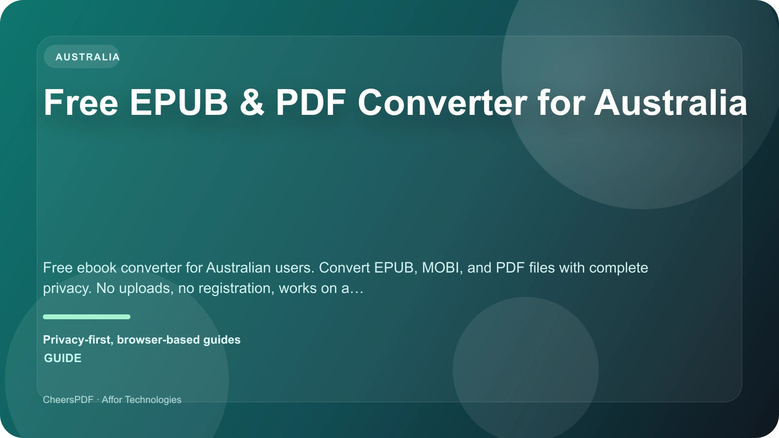 Free EPUB & PDF Converter for Australia