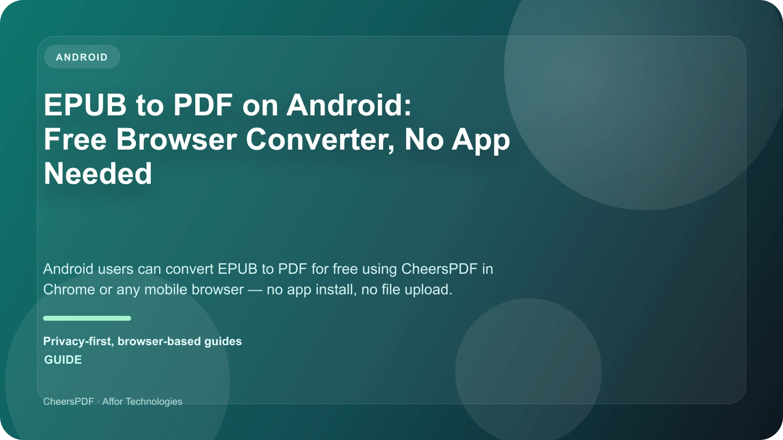 EPUB to PDF on Android: Free Browser Converter, No App Needed