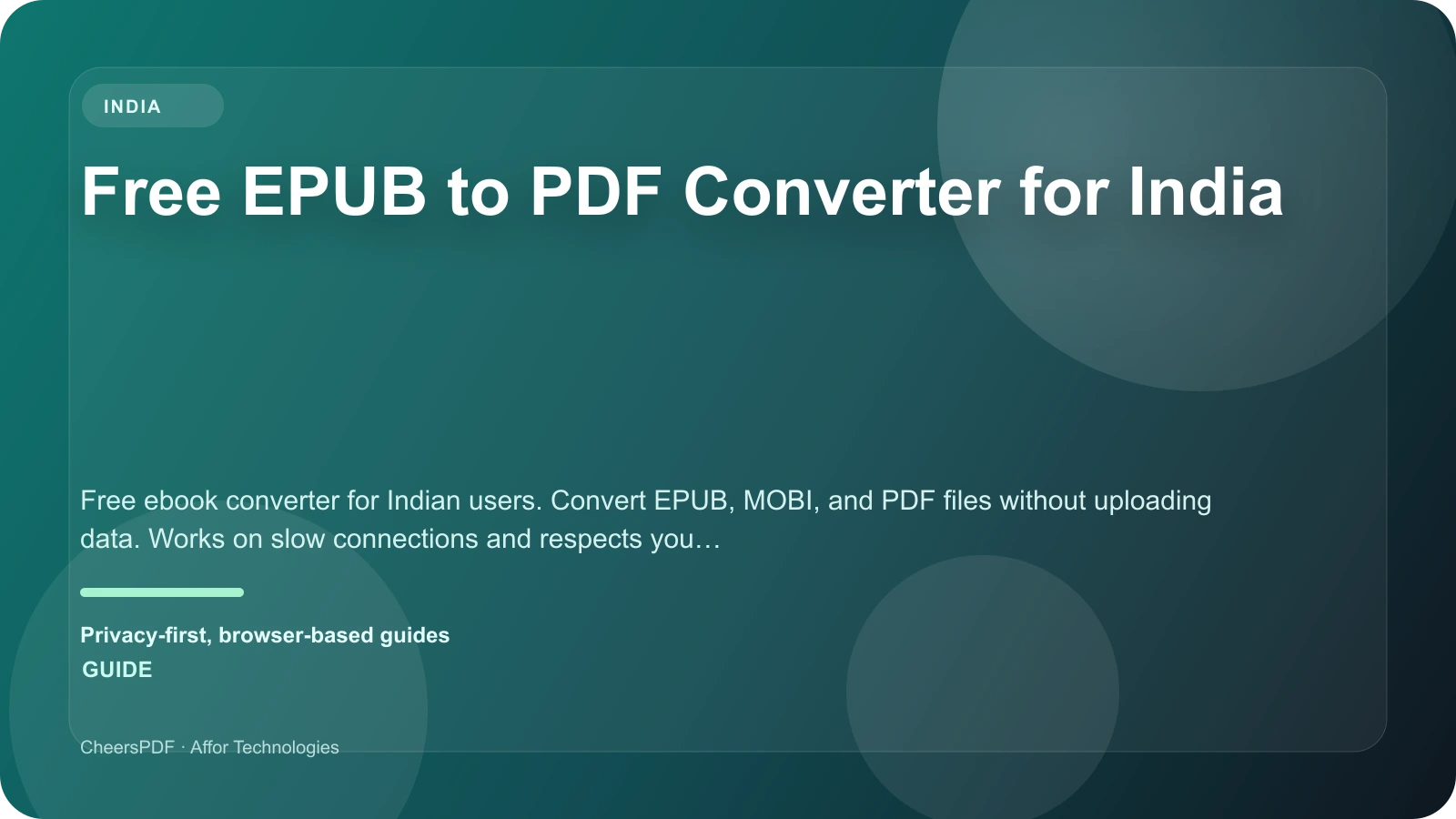 Free EPUB to PDF Converter for India