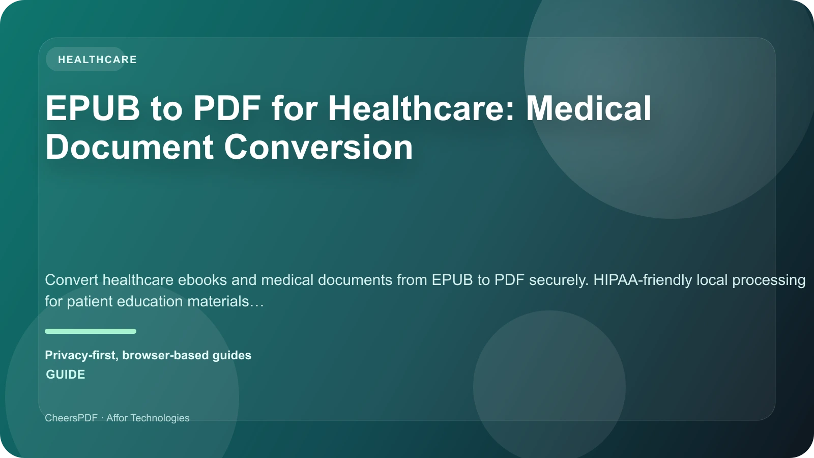 EPUB to PDF for Healthcare: Medical Document Conversion