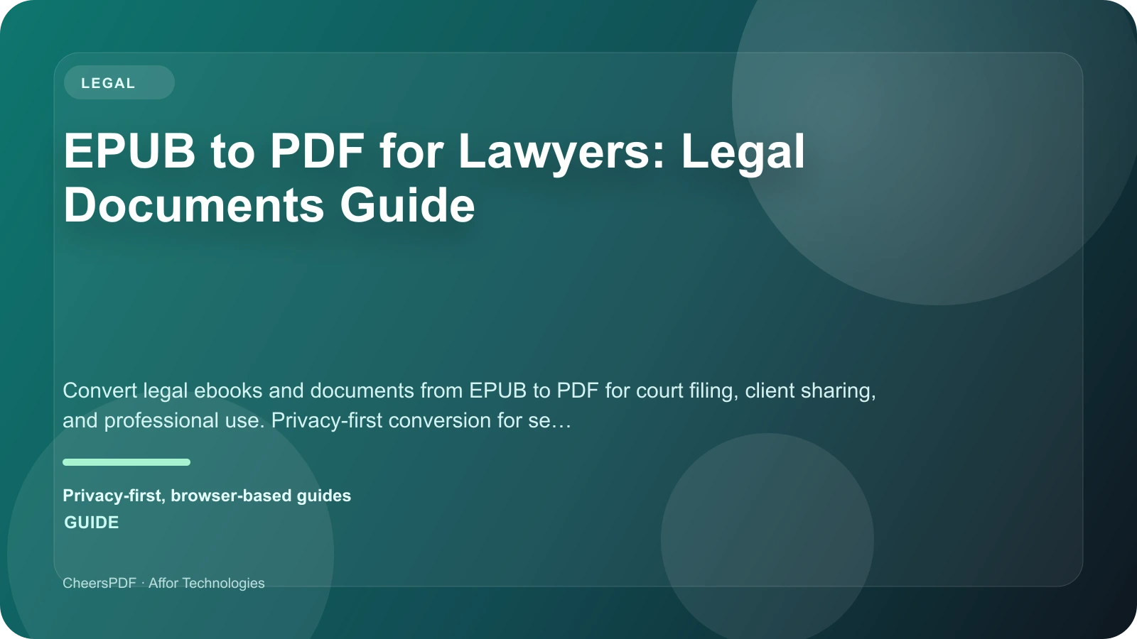 EPUB to PDF for Lawyers: Legal Documents Guide