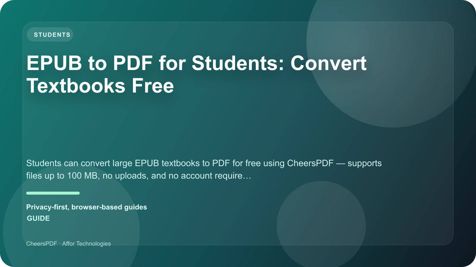 EPUB to PDF for Students: Convert Textbooks Free