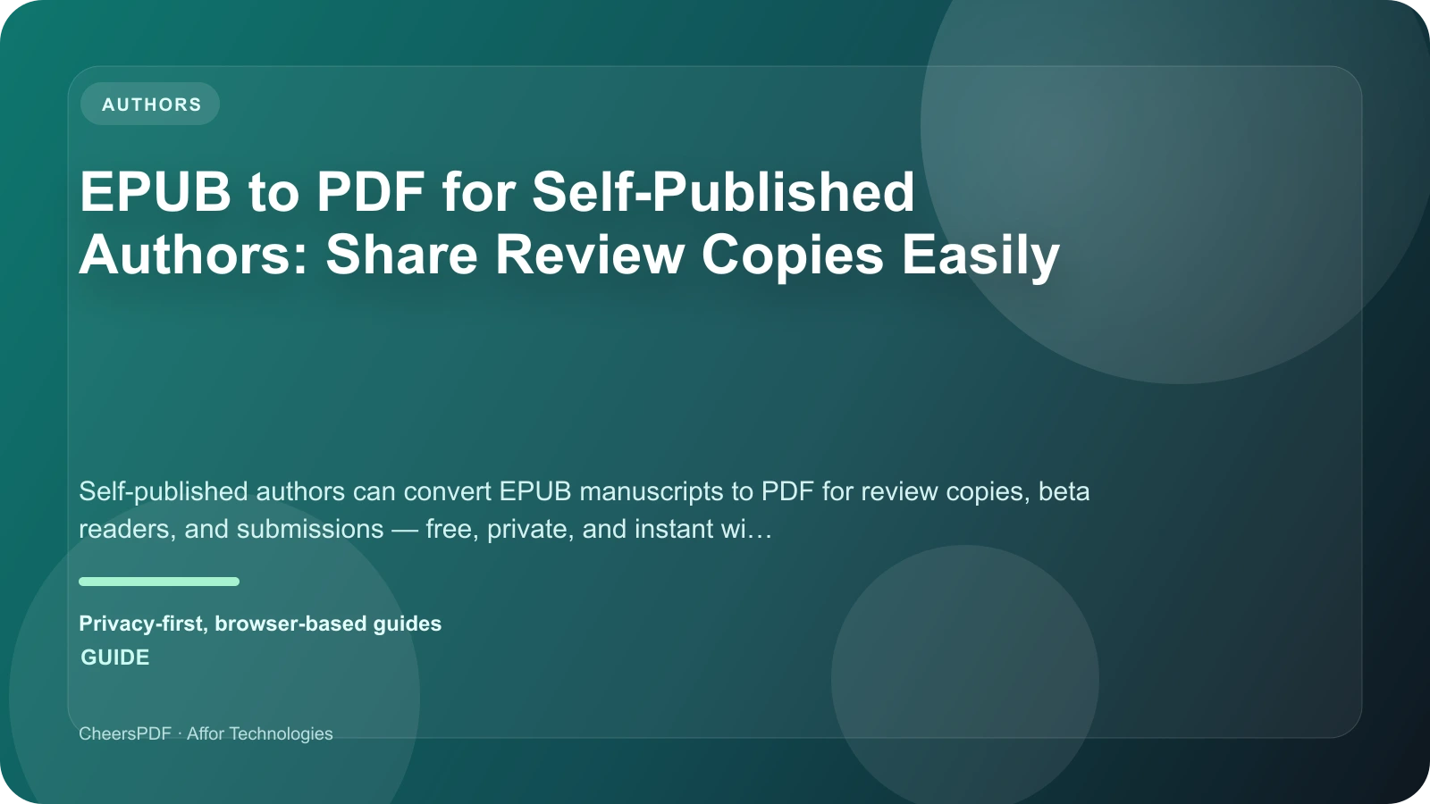 EPUB to PDF for Self-Published Authors: Share Review Copies Easily
