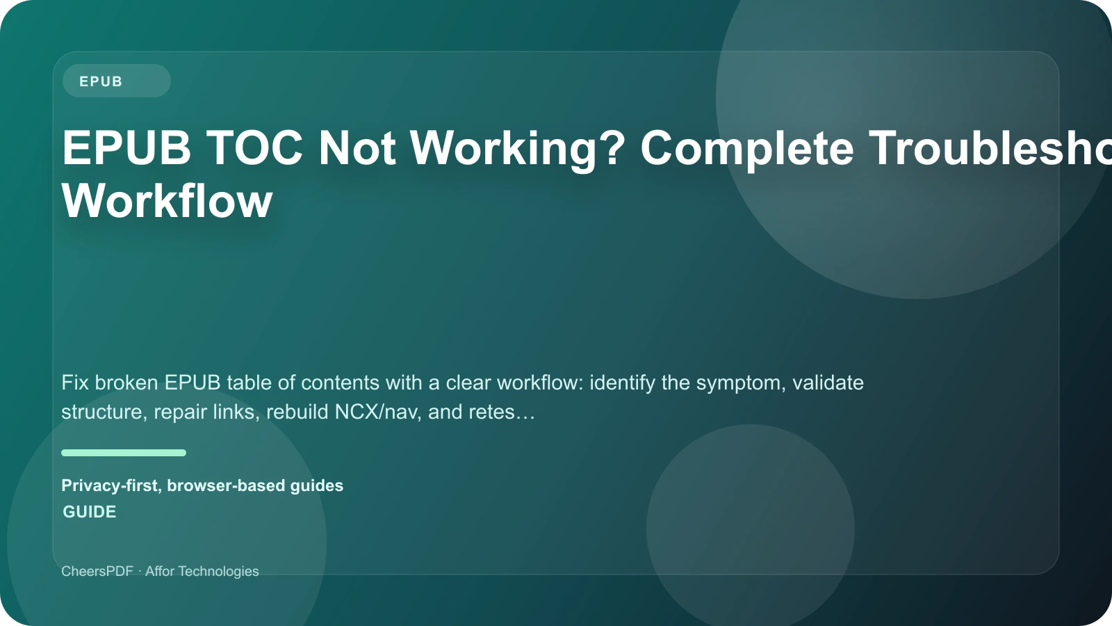 EPUB TOC Not Working? Complete Troubleshooting Workflow