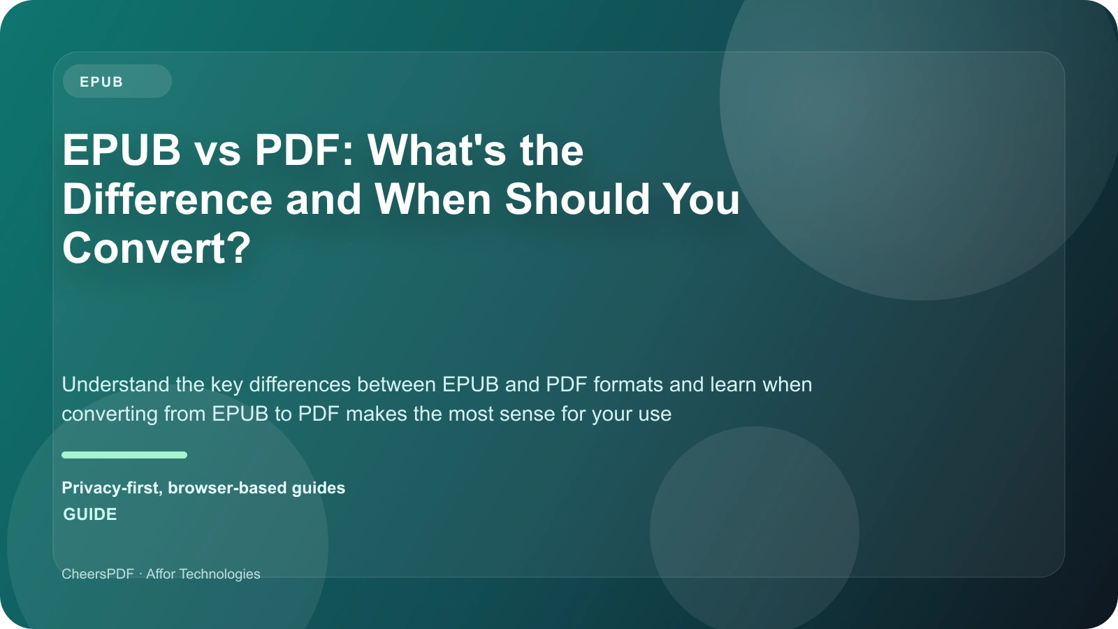 EPUB vs PDF: What's the Difference and When Should You Convert?