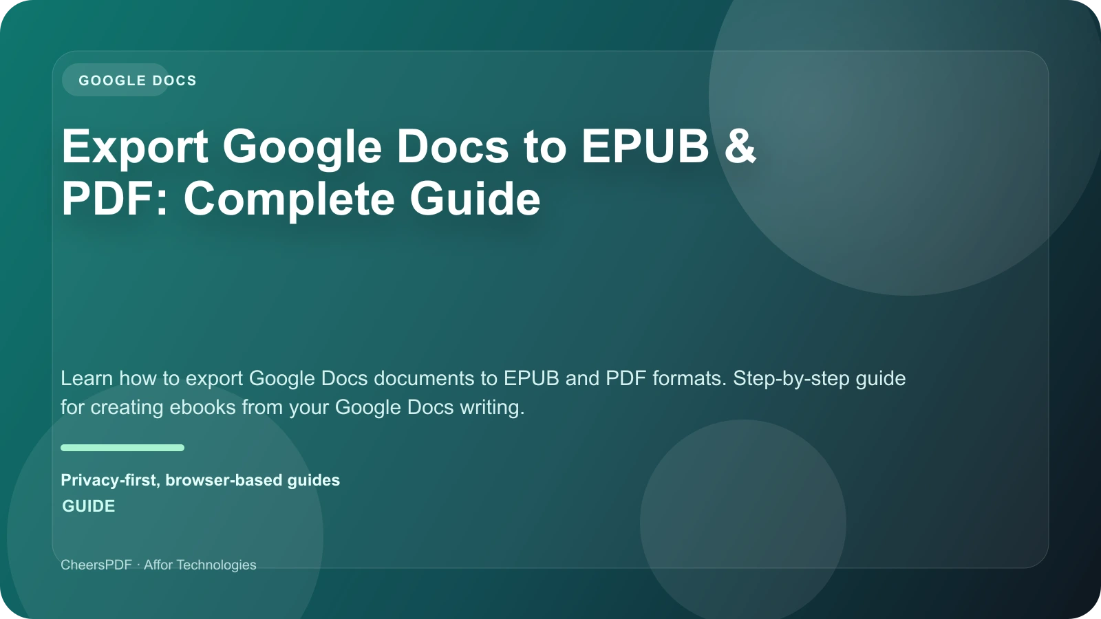 Export Google Docs to EPUB & PDF: Complete Guide