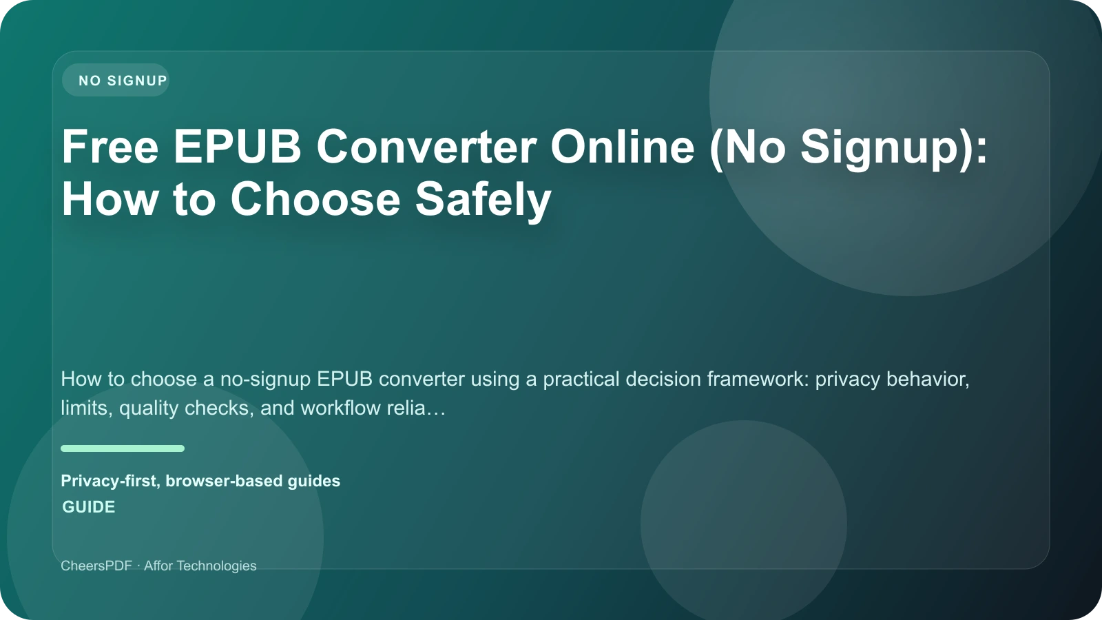 Free EPUB Converter Online (No Signup): How to Choose Safely