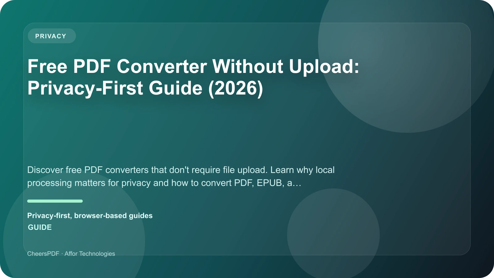 Free PDF Converter Without Upload: Privacy-First Guide (2026)