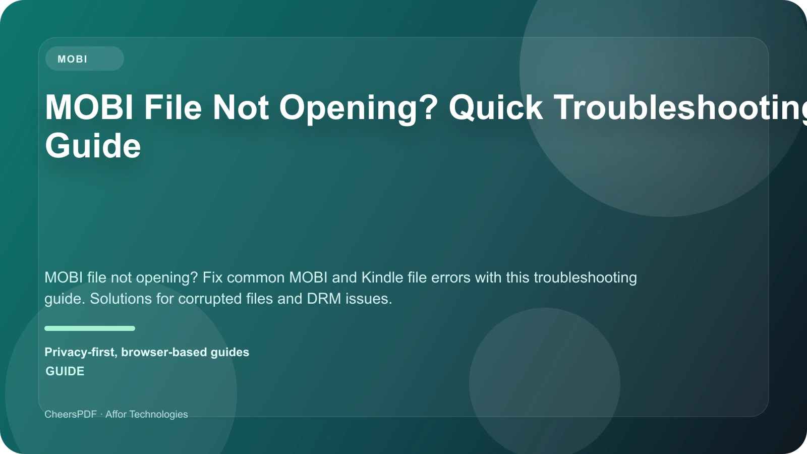 MOBI File Not Opening? Quick Troubleshooting Guide