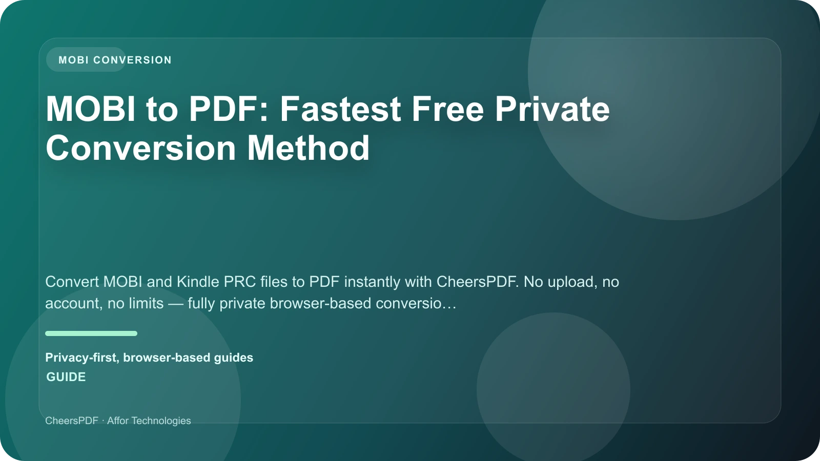 MOBI to PDF: Fastest Free Private Conversion Method