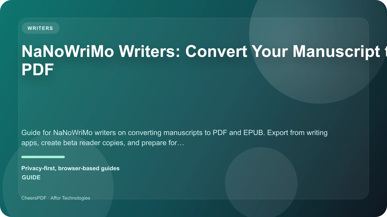 NaNoWriMo Writers: Convert Your Manuscript to PDF