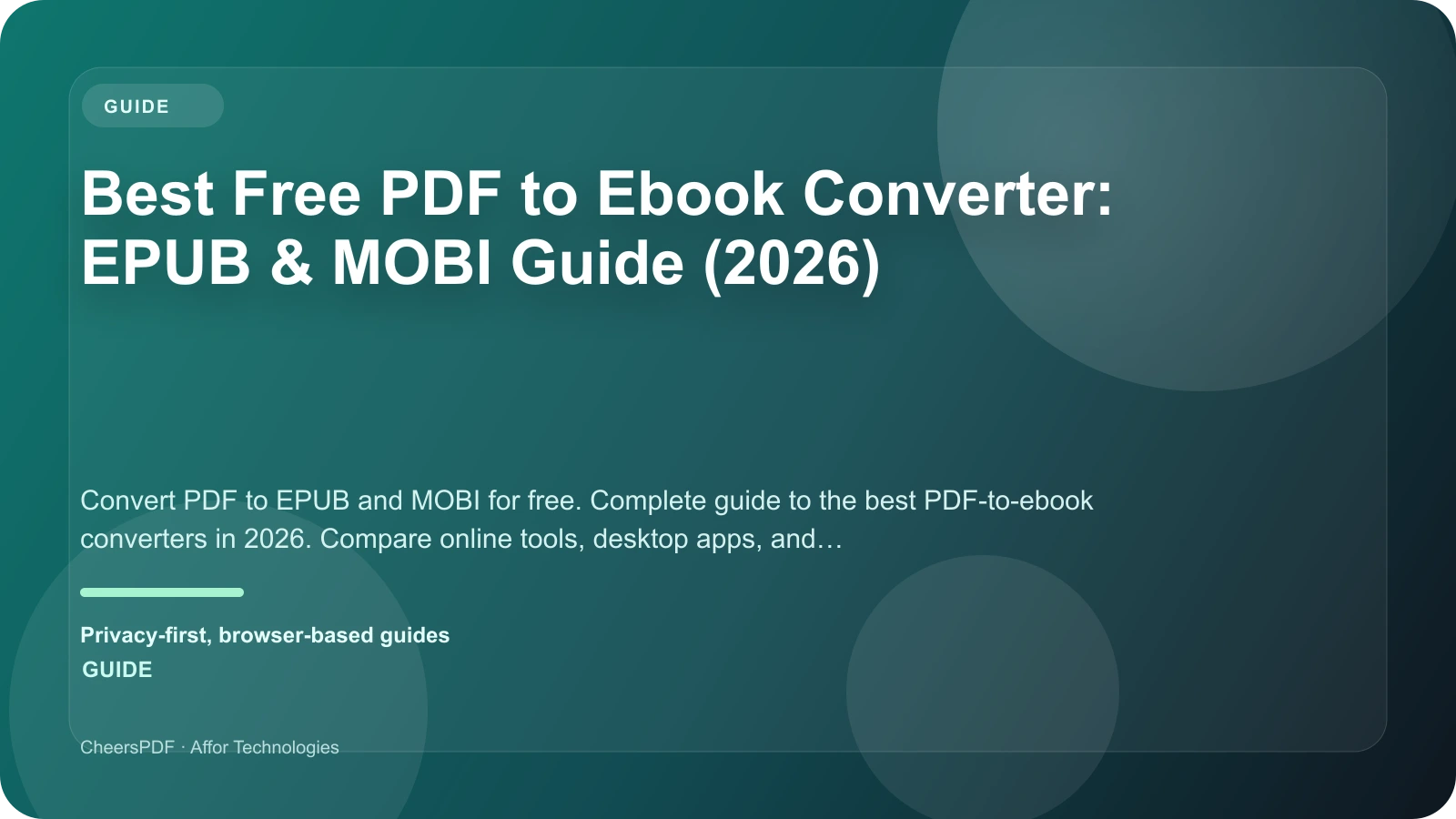 Best Free PDF to Ebook Converter: EPUB & MOBI Guide (2026)