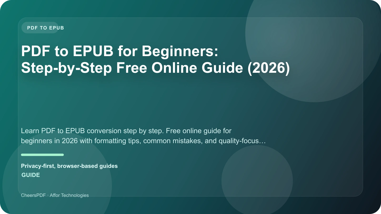 PDF to EPUB for Beginners: Step-by-Step Free Online Guide (2026)