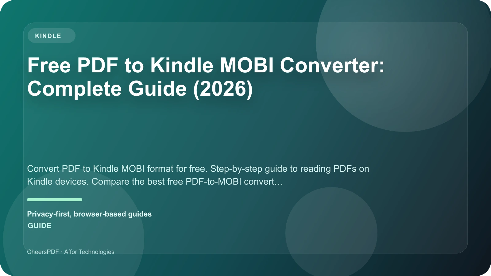 Free PDF to Kindle MOBI Converter: Complete Guide (2026)