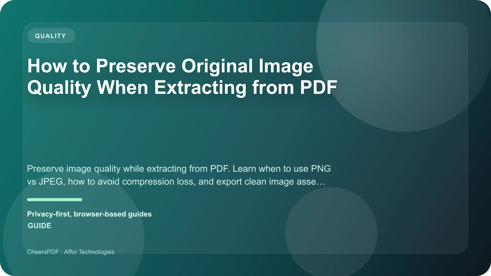 How to Preserve Original Image Quality When Extracting from PDF