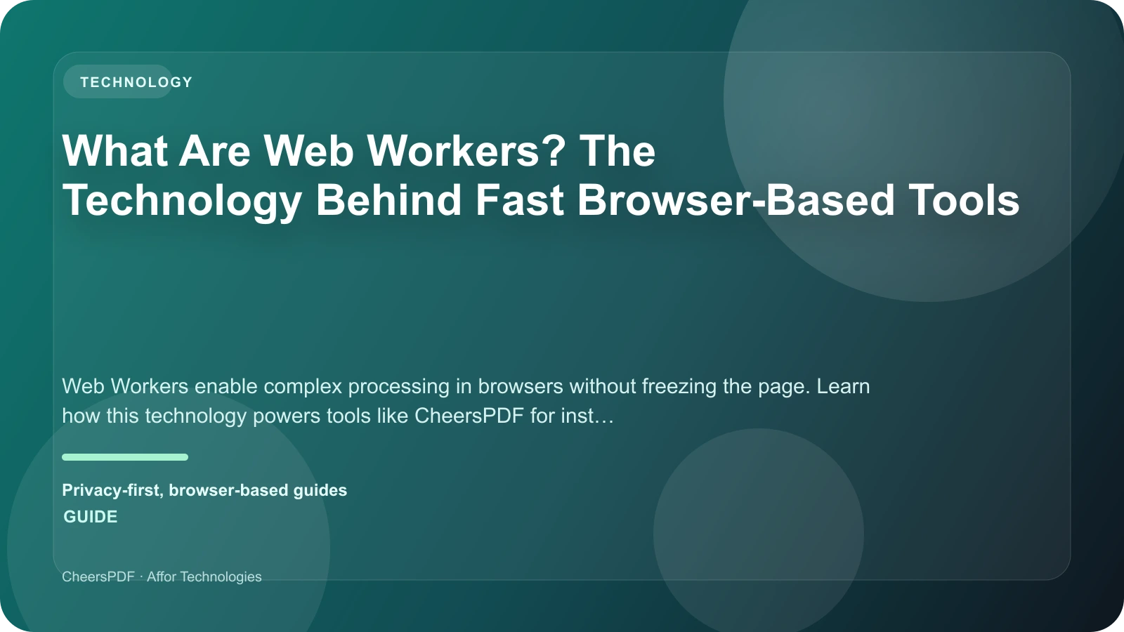 What Are Web Workers? The Technology Behind Fast Browser-Based Tools